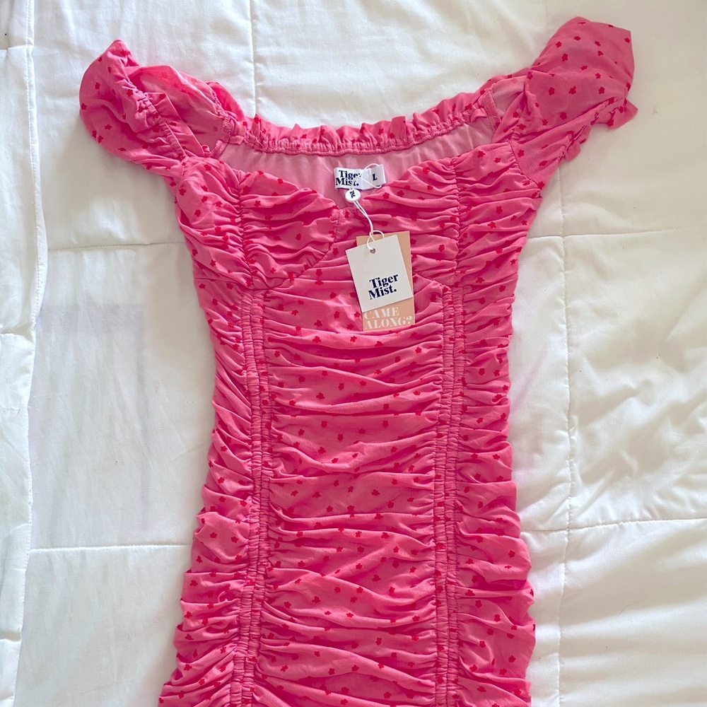 Tiger Mist Pink Ruched Bodycon Dress